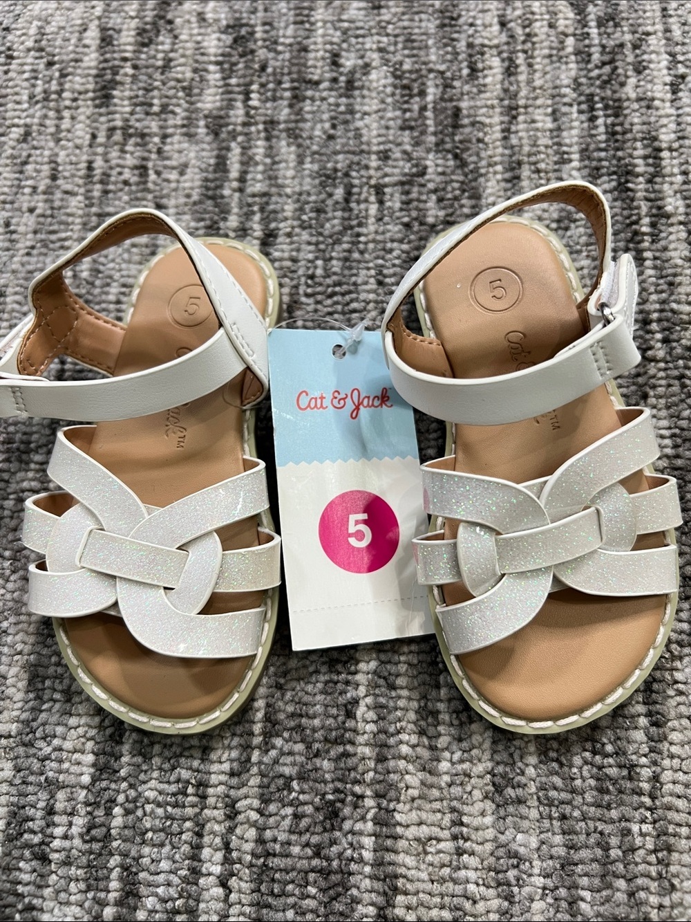 Cat & Jack White Glitter Knot-Strap Sandals Various Sizes